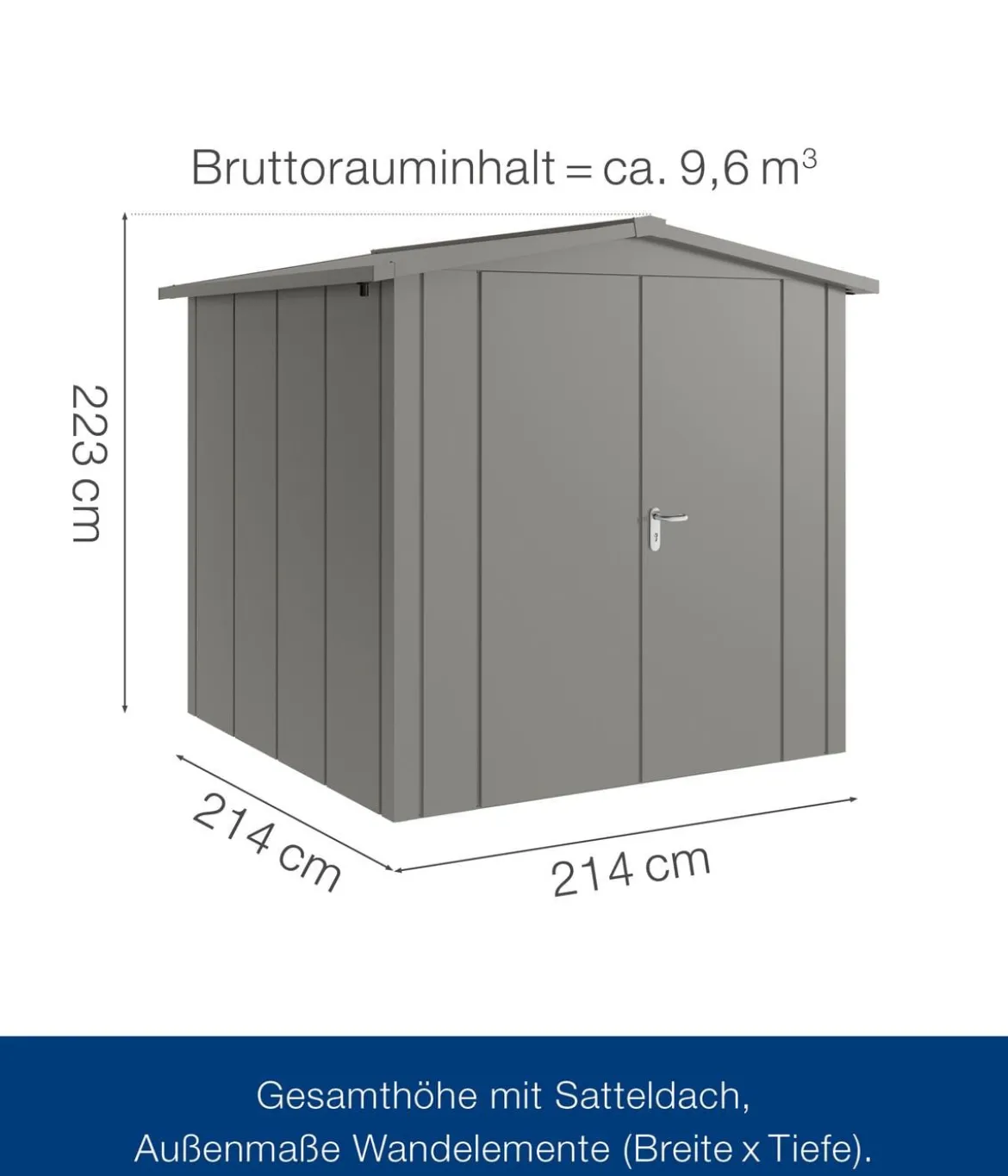 Hörmann Metallgerätehaus Juno JSD5 L-Sk Motiv Design mit Doppeltür, ca. B237/H223/T229 cm