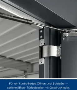 Hörmann Metallgerätehaus Juno JSD5 L-Sk Motiv Design mit Doppeltür, ca. B237/H223/T229 cm