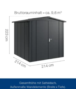 Hörmann Metallgerätehaus Juno JSD5 L-Sk Motiv Design mit Doppeltür, ca. B237/H223/T229 cm