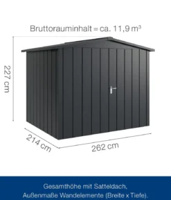 Hörmann Metallgerätehaus Juno JSD9 M-Sk Motiv Modern mit Doppeltür, ca. B285/H227/T237 cm