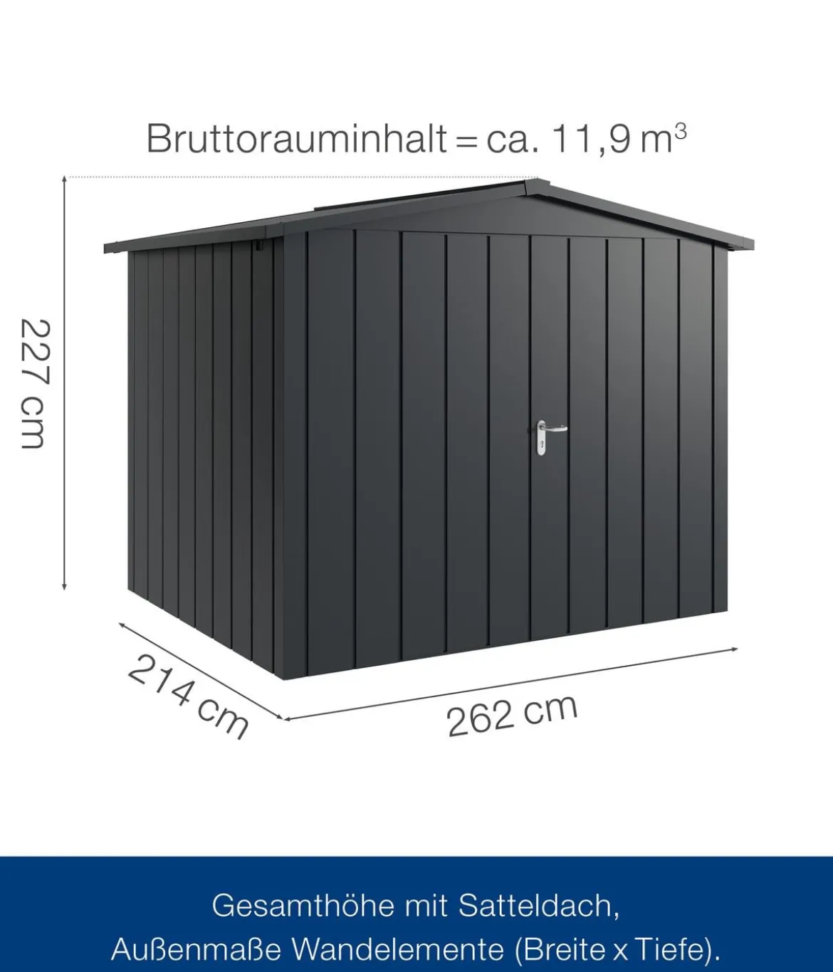 Hörmann Metallgerätehaus Juno JSD9 M-Sk Motiv Modern mit Doppeltür, ca. B285/H227/T237 cm