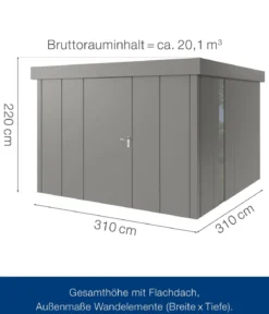 Hörmann Metallgerätehaus Juno JFD14 L-Sk Motiv Design bodentiefes Fenster, ca. B325/H222/T325 cm