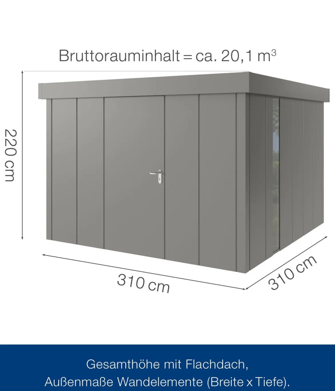 Hörmann Metallgerätehaus Juno JFD14 L-Sk Motiv Design bodentiefes Fenster, ca. B325/H222/T325 cm