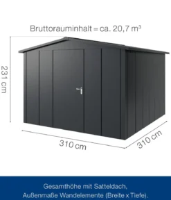 Hörmann Metallgerätehaus Juno JSD14 L-Sk Motiv Design, ca. B333/H231/T325 cm