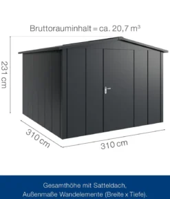 Hörmann Metallgerätehaus Juno JSD14 L-Sk Motiv Design, ca. B333/H231/T325 cm