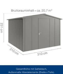 Hörmann Metallgerätehaus Juno JSD14 L-Sk Motiv Design, ca. B333/H231/T325 cm