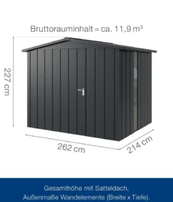 Hörmann Metallgerätehaus Juno JSD9 M-Sk Motiv Modern bodentiefes Fenster, ca. B285/H227/T237 cm