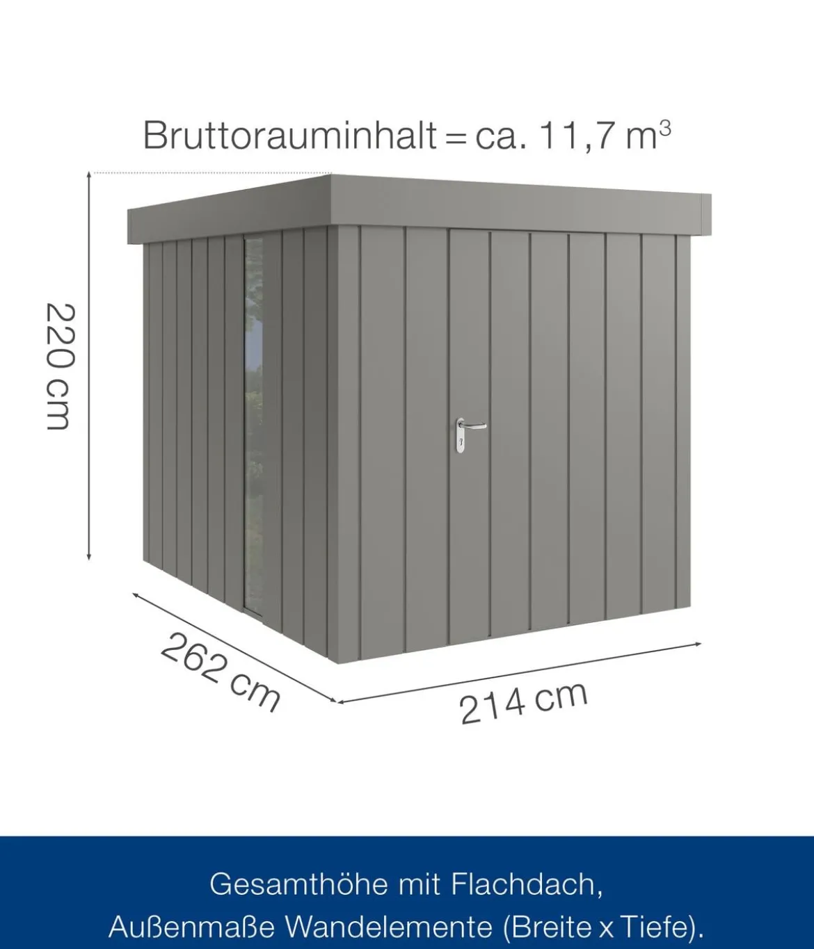Hörmann Metallgerätehaus Juno JFD6 M-Sk Motiv Modern bodentiefes Fenster, ca. B229/H222/T277 cm