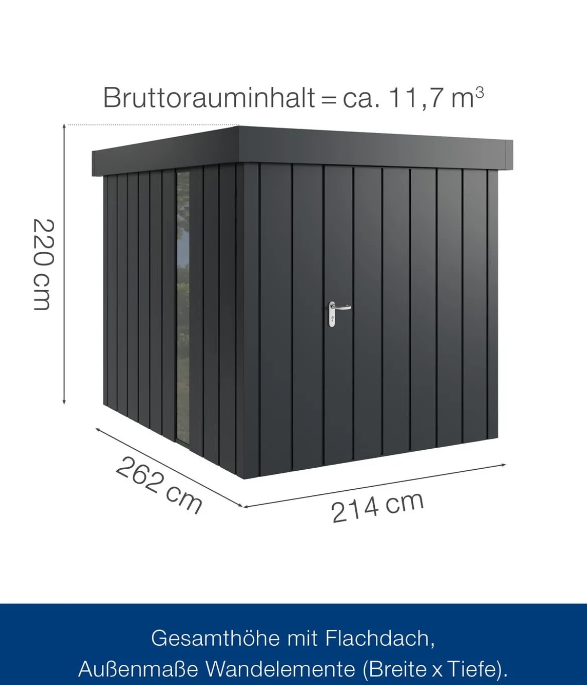 Hörmann Metallgerätehaus Juno JFD6 M-Sk Motiv Modern bodentiefes Fenster, ca. B229/H222/T277 cm