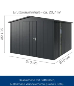 Hörmann Metallgerätehaus Juno JSD14 M-Sk Motiv Modern bodentiefes Fenster, ca. B333/H231/T325 cm