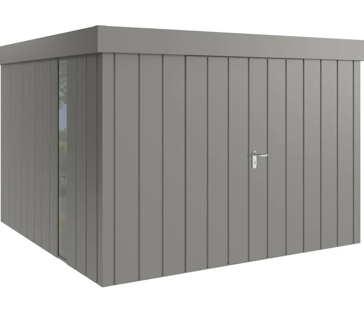 Hörmann Metallgerätehaus Juno JFD14 M-Sk Motiv Modern bodentiefes Fenster mit Doppeltür, ca. B325/H222/T325 cm