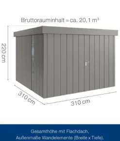 Hörmann Metallgerätehaus Juno JFD14 M-Sk Motiv Modern bodentiefes Fenster mit Doppeltür, ca. B325/H222/T325 cm