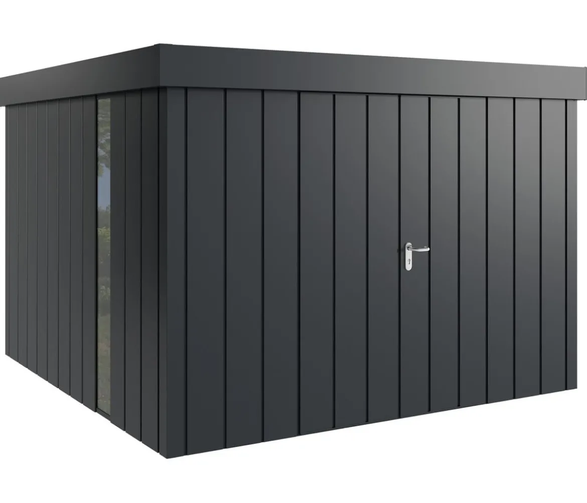 Hörmann Metallgerätehaus Juno JFD14 M-Sk Motiv Modern bodentiefes Fenster mit Doppeltür, ca. B325/H222/T325 cm