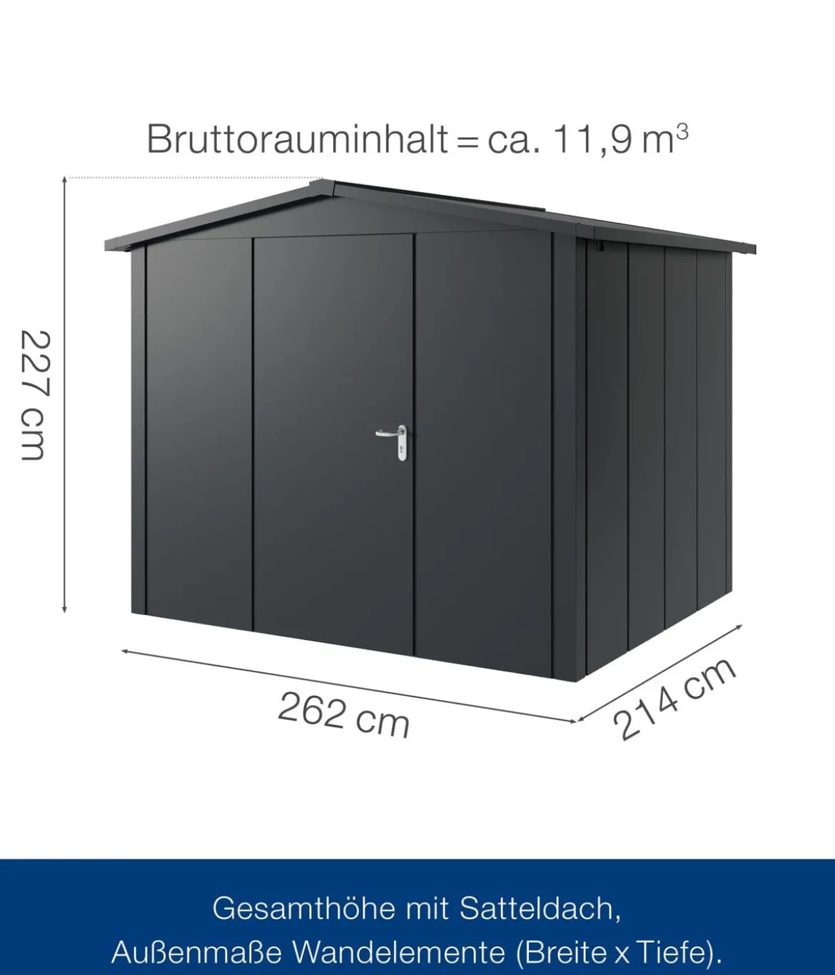 Hörmann Metallgerätehaus Juno JSD9 L-Sk Motiv Design, ca. B285/H227/T237 cm