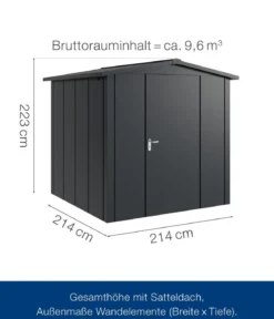 Hörmann Metallgerätehaus Juno JSD5 L-Sk Motiv Design, ca. B237/H223/T229 cm