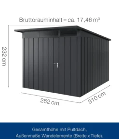 Hörmann Metallgerätehaus Juno JPD11 M-Sk Motiv Modern, ca. B277/H232/T358 cm