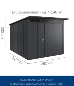 Hörmann Metallgerätehaus Juno JPD11 M-Sk Motiv Modern, ca. B277/H232/T358 cm