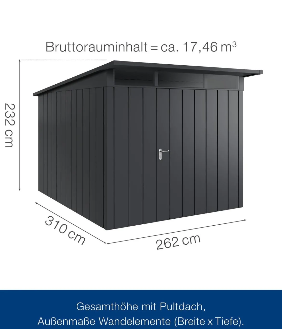 Hörmann Metallgerätehaus Juno JPD11 M-Sk Motiv Modern, ca. B277/H232/T358 cm