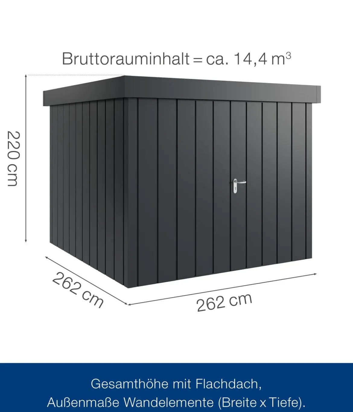 Hörmann Metallgerätehaus Juno JFD10 M-Sk Motiv Modern mit Doppeltür, ca. B277/H222/T277 cm