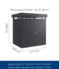 Hörmann Metallgerätehaus Juno mit Lichtband & Doppeltür JFD4 2116 M-Sk, ca. B229/H239/T181 cm