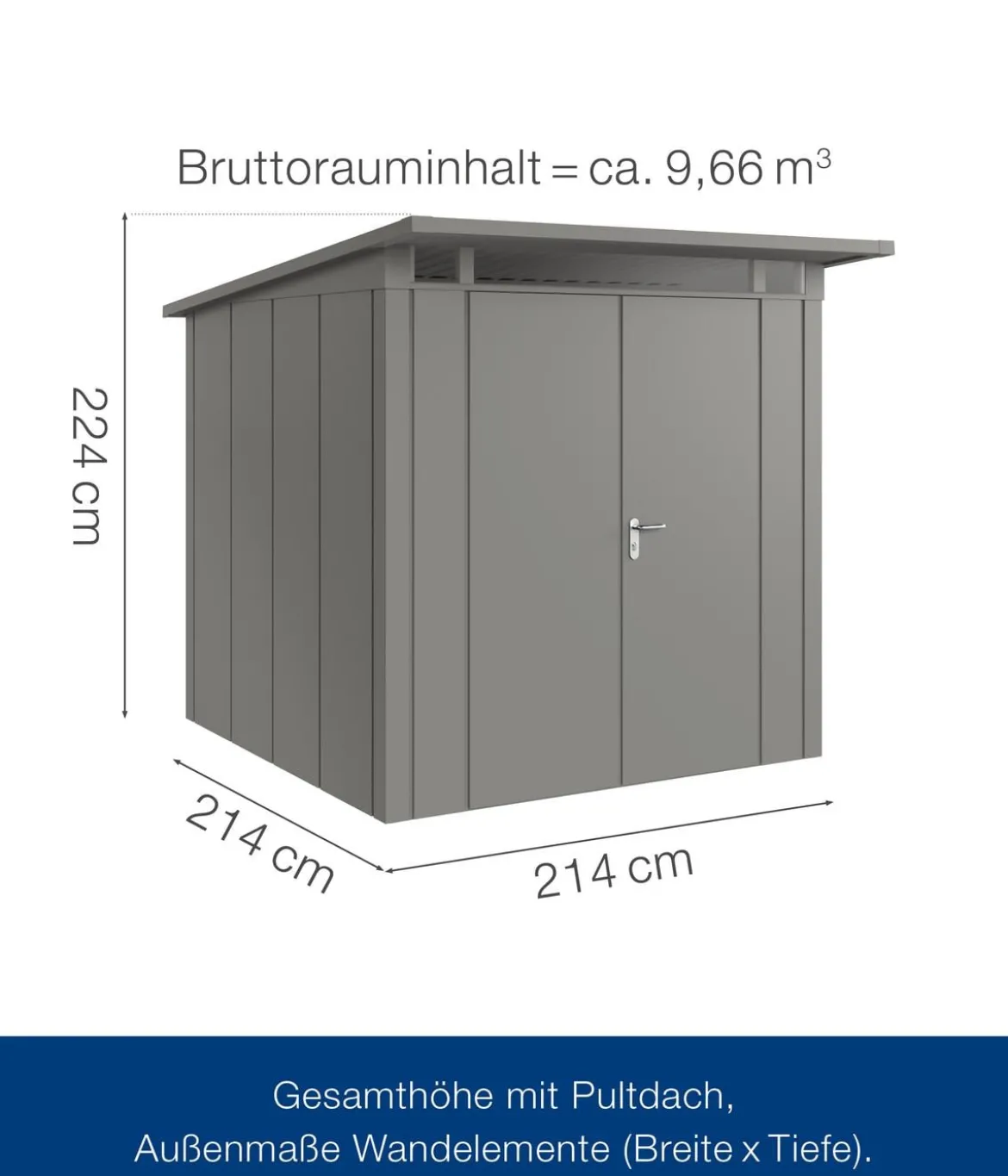 Hörmann Metallgerätehaus Juno JPD5 L-Sk Motiv Design mit Doppeltür, ca. B229/H224/T262 cm