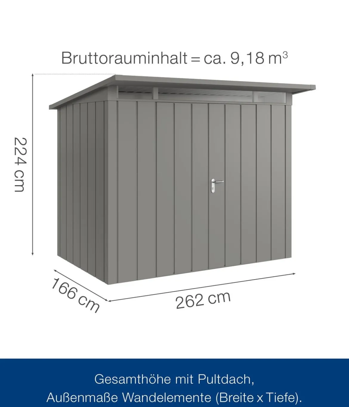 Hörmann Metallgerätehaus Juno JPD8 M-Sk Motiv Modern mit Doppeltür, ca. B277/H224/T214 cm