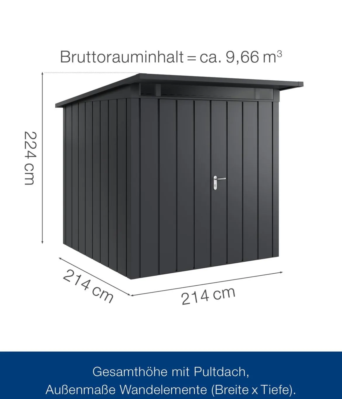 Hörmann Metallgerätehaus Juno JPD5 M-Sk Motiv Modern mit Doppeltür, ca. B229/H224/T262 cm