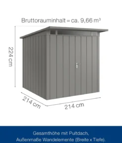 Hörmann Metallgerätehaus Juno JPD5 M-Sk Motiv Modern mit Doppeltür, ca. B229/H224/T262 cm
