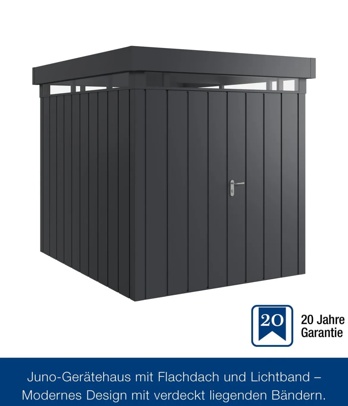 Hörmann Metallgerätehaus Juno mit Lichtband & Doppeltür JFD6 2126 M-Sk, ca. B229/H239/T277 cm