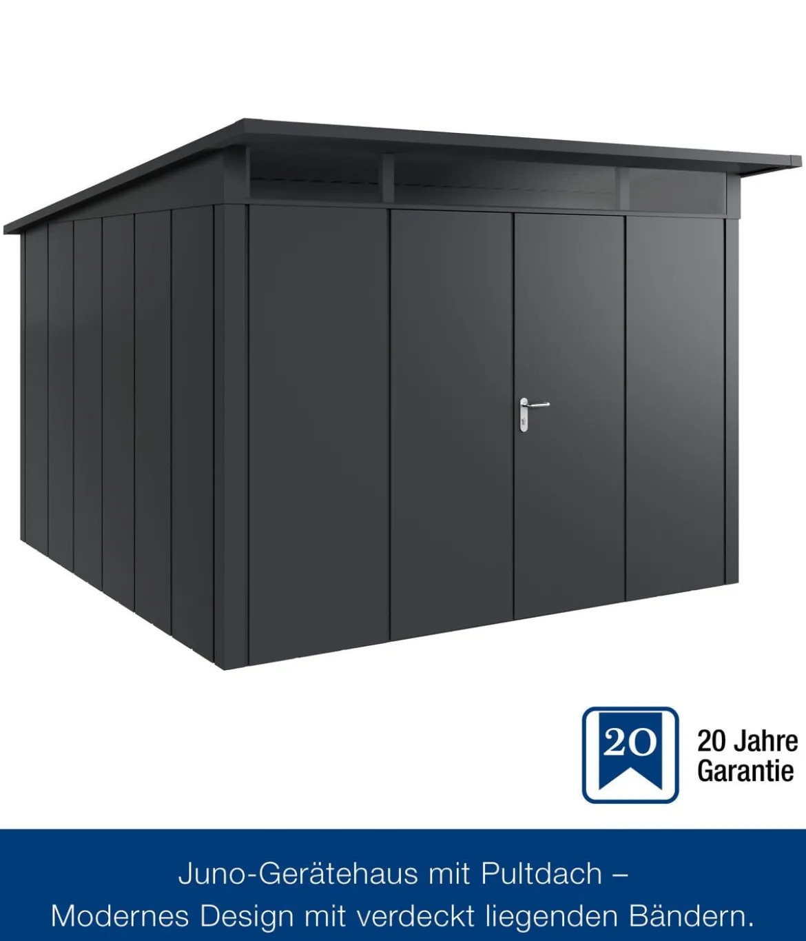 Hörmann Metallgerätehaus Juno JPD14 L-Sk Motiv Design mit Doppeltür, ca. B325/H232/T358 cm
