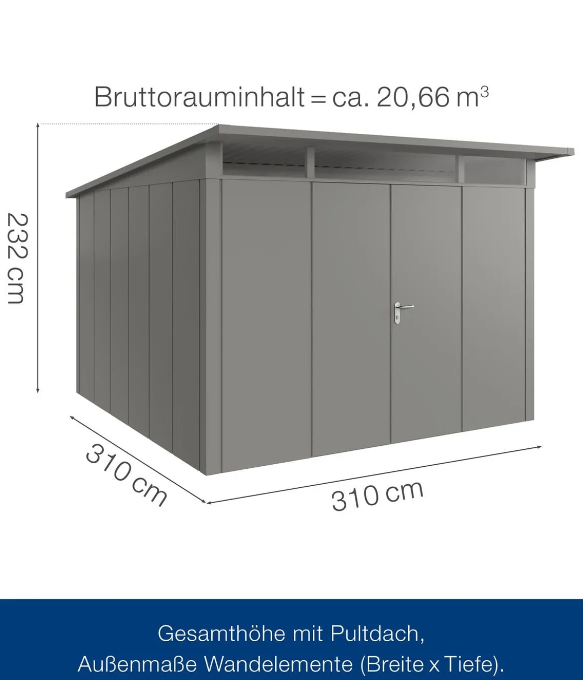 Hörmann Metallgerätehaus Juno JPD14 L-Sk Motiv Design mit Doppeltür, ca. B325/H232/T358 cm