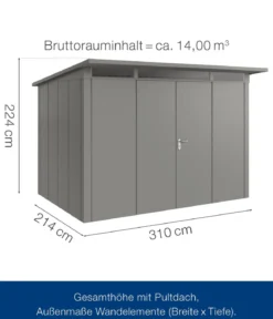 Hörmann Metallgerätehaus Juno JPD12 L-Sk Motiv Design mit Doppeltür, ca. B325/H224/T262 cm