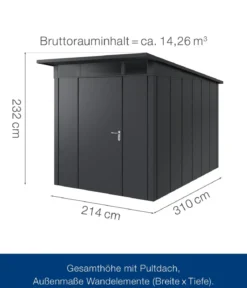 Hörmann Metallgerätehaus Juno JPD7 L-Sk Motiv Design, ca. B229/H232/T358 cm