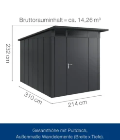 Hörmann Metallgerätehaus Juno JPD7 L-Sk Motiv Design, ca. B229/H232/T358 cm