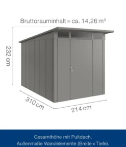 Hörmann Metallgerätehaus Juno JPD7 L-Sk Motiv Design, ca. B229/H232/T358 cm