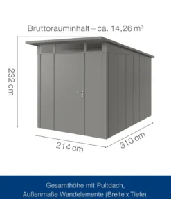 Hörmann Metallgerätehaus Juno JPD7 L-Sk Motiv Design, ca. B229/H232/T358 cm