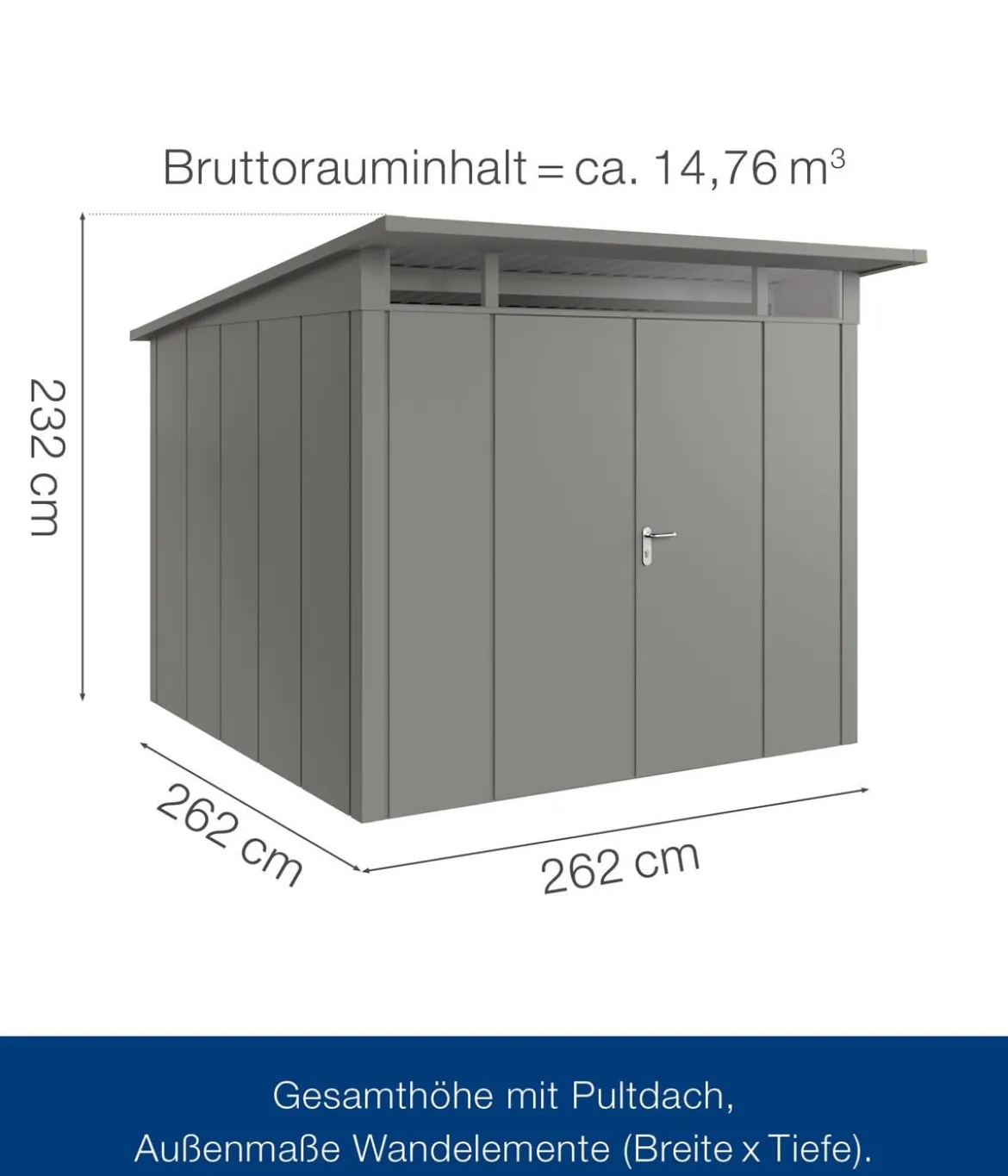 Hörmann Metallgerätehaus Juno JPD10 L-Sk Motiv Design mit Doppeltür, ca. B277/H232/T310 cm