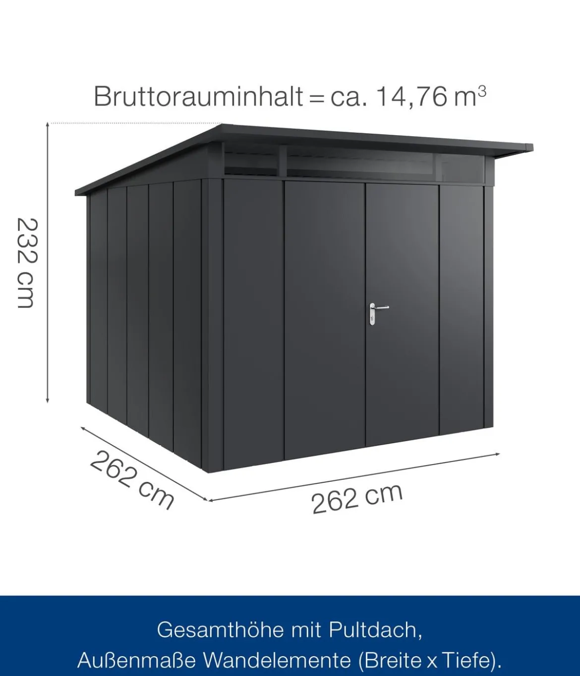 Hörmann Metallgerätehaus Juno JPD10 L-Sk Motiv Design mit Doppeltür, ca. B277/H232/T310 cm