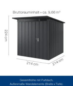 Hörmann Metallgerätehaus Juno JPD5 M-Sk Motiv Modern, ca. B229/H224/T262 cm