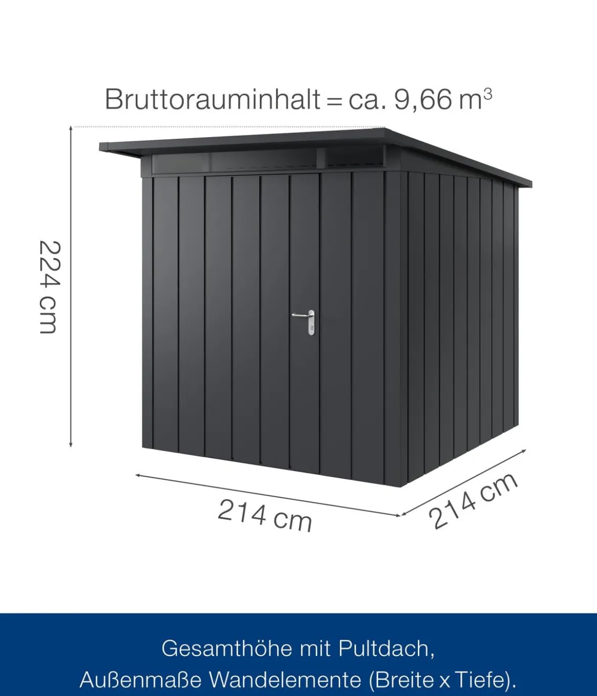 Hörmann Metallgerätehaus Juno JPD5 M-Sk Motiv Modern, ca. B229/H224/T262 cm