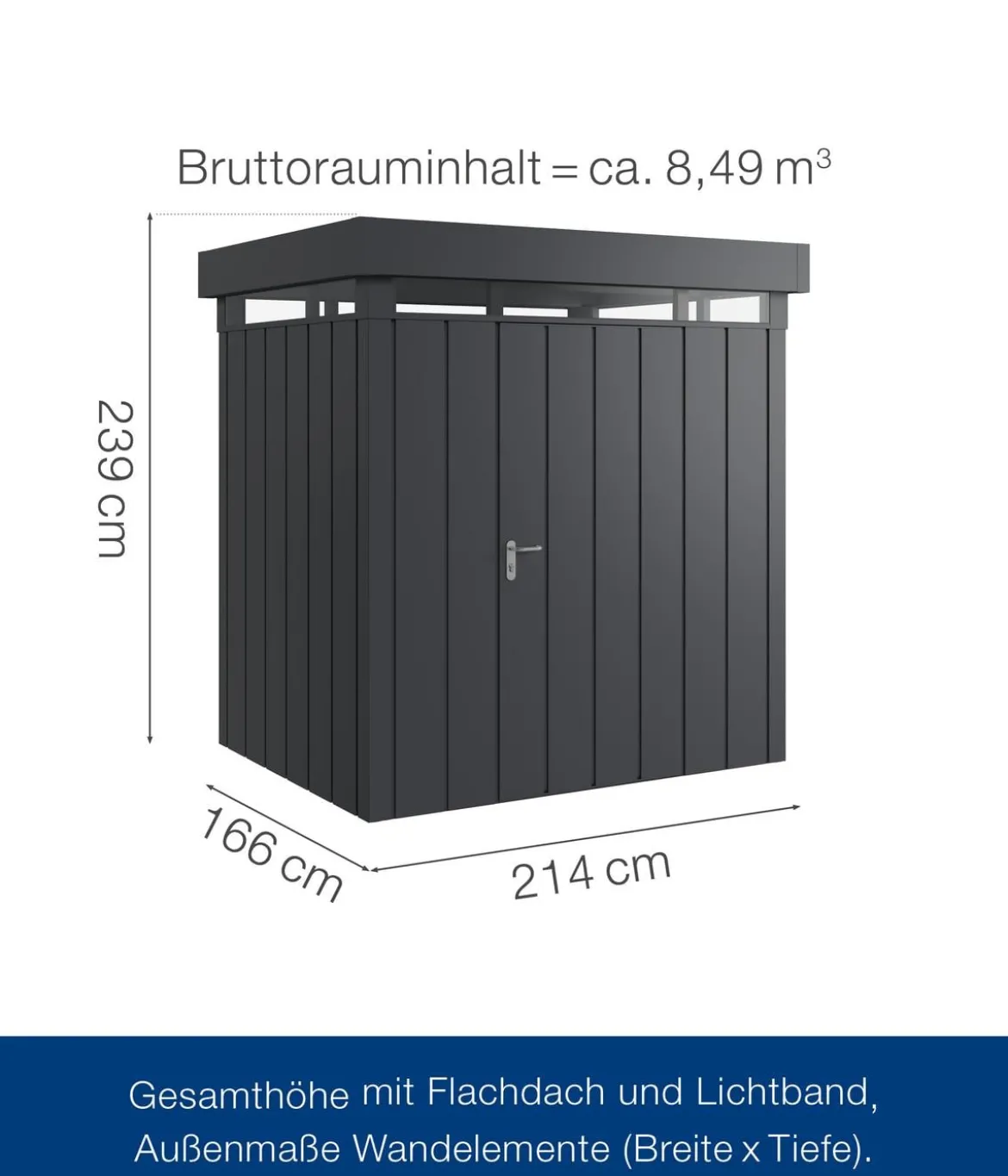 Hörmann Metallgerätehaus Juno mit Lichtband JFD4 M-Sk, ca. B229/H239/T181 cm