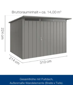 Hörmann Metallgerätehaus Juno JPD12 M-Sk Motiv Modern, ca. B325/H224/T262 cm