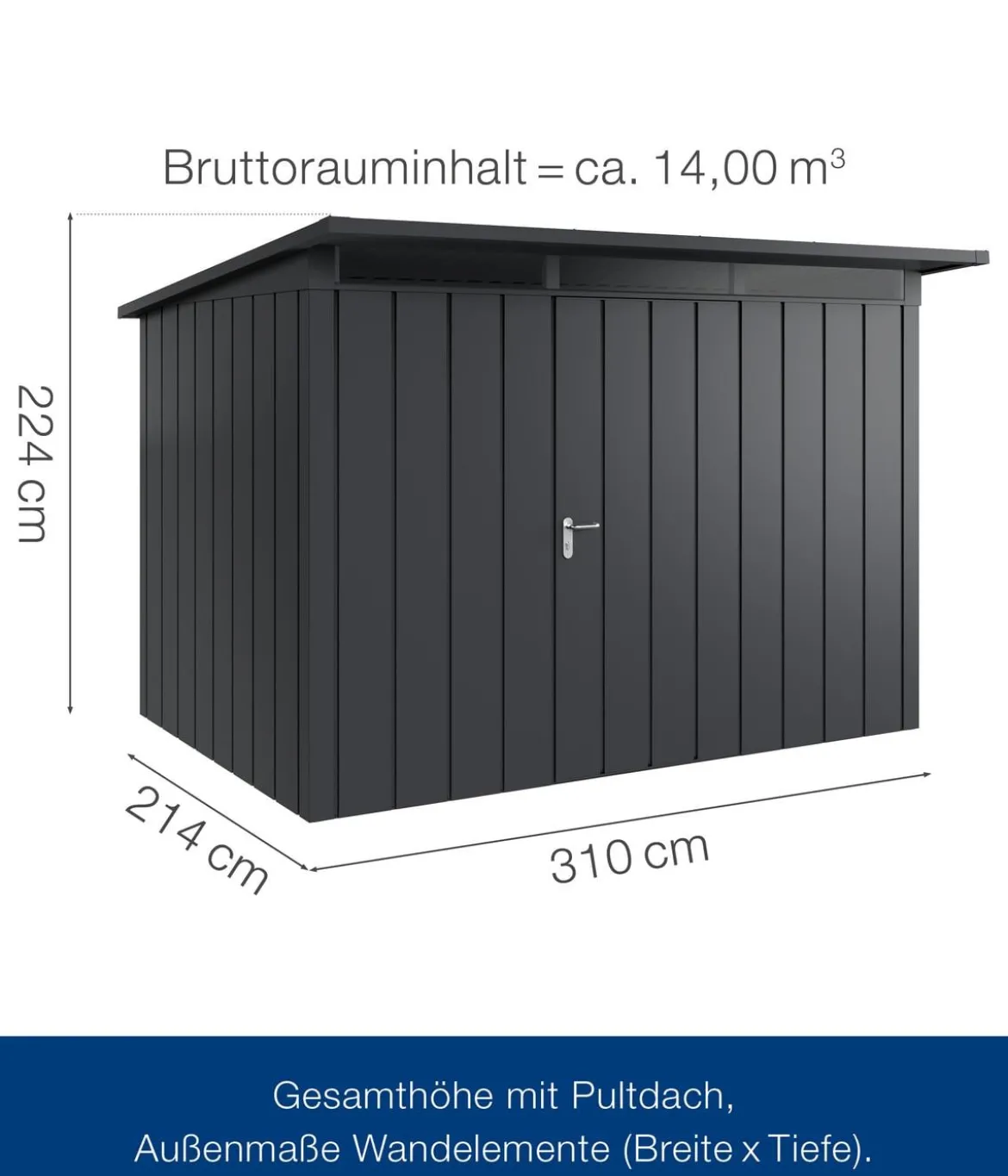 Hörmann Metallgerätehaus Juno JPD12 M-Sk Motiv Modern, ca. B325/H224/T262 cm