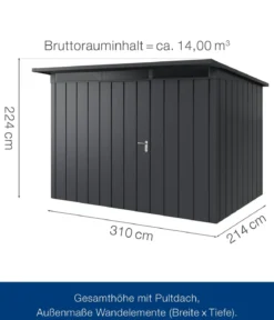 Hörmann Metallgerätehaus Juno JPD12 M-Sk Motiv Modern, ca. B325/H224/T262 cm