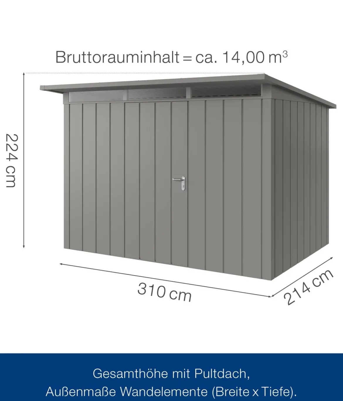 Hörmann Metallgerätehaus Juno JPD12 M-Sk Motiv Modern, ca. B325/H224/T262 cm