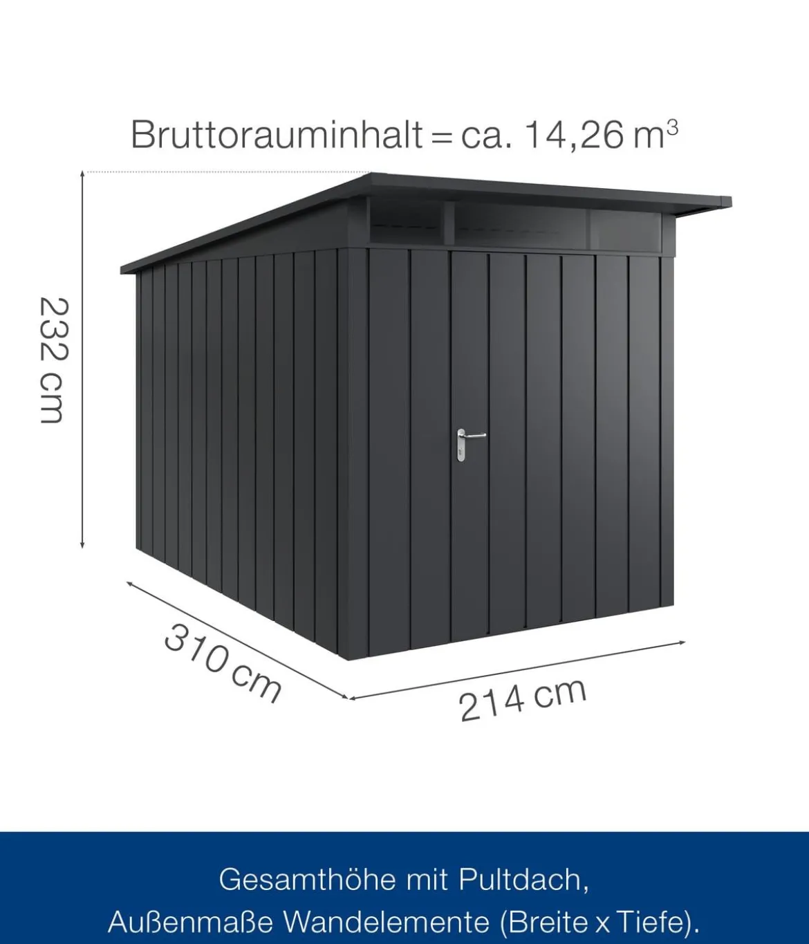 Hörmann Metallgerätehaus Juno JPD7 M-Sk Motiv Modern, ca. B229/H232/T358 cm