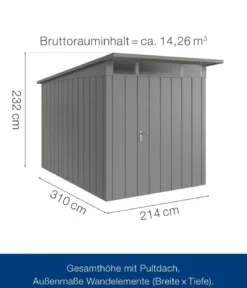 Hörmann Metallgerätehaus Juno JPD7 M-Sk Motiv Modern, ca. B229/H232/T358 cm