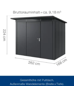 Hörmann Metallgerätehaus Juno JPD8 L-Sk Motiv Design, ca. B277/H224/T214 cm