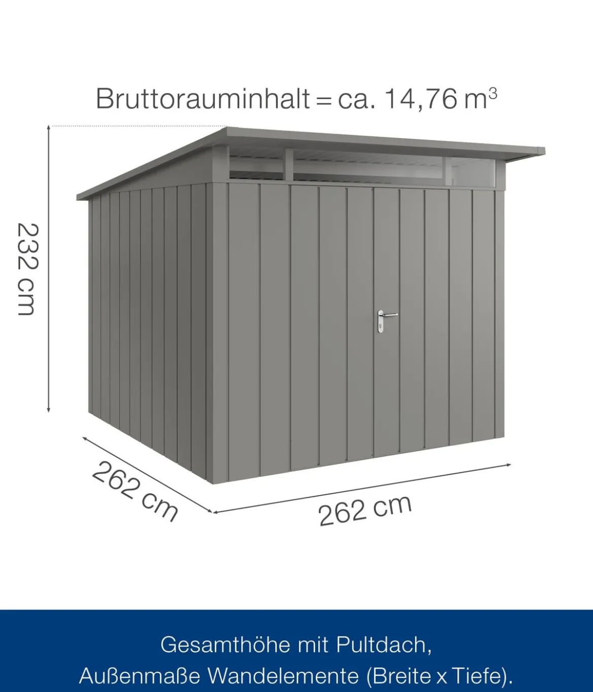 Hörmann Metallgerätehaus Juno JPD10 M-Sk Motiv Modern mit Doppeltür, ca. B277/H232/T310 cm