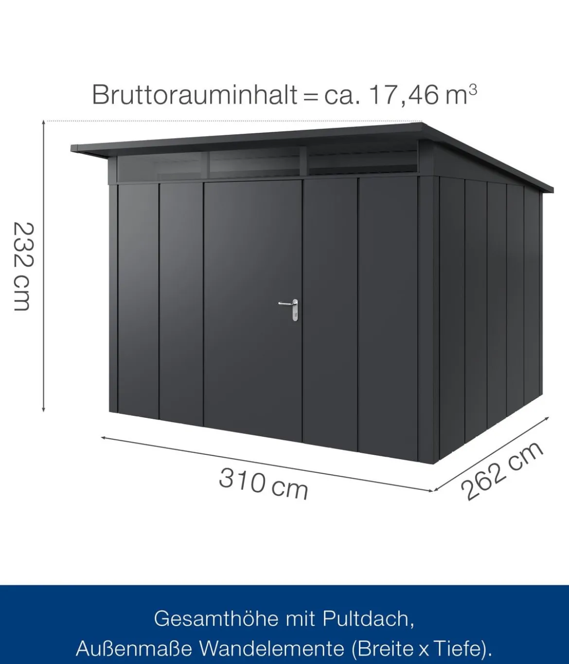 Hörmann Metallgerätehaus Juno JPD13 L-Sk Motiv Design, ca. B325/H232/T310 cm